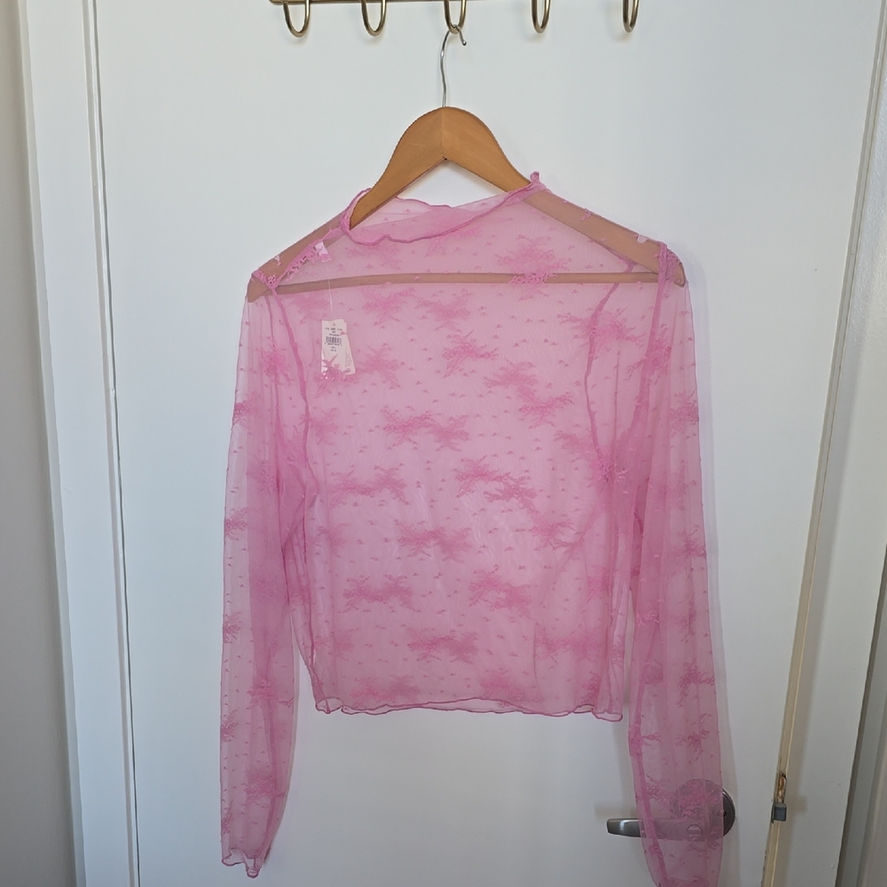 Aerie Pink Sheer Blouse